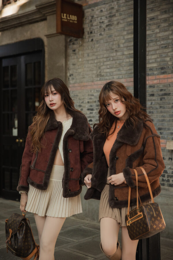 Faux Suede Jacket - Thick fur-lined jacket, warmth up to -5°C.