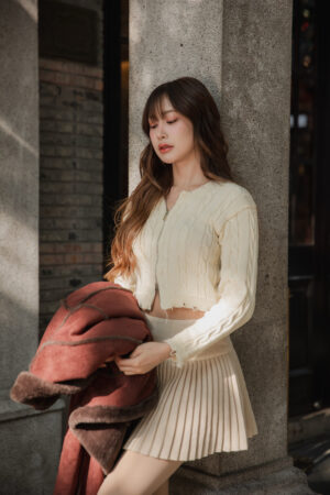 Cardi Chic Zip-Up Knit - Soft knit with front zip, cropped and ribbed.