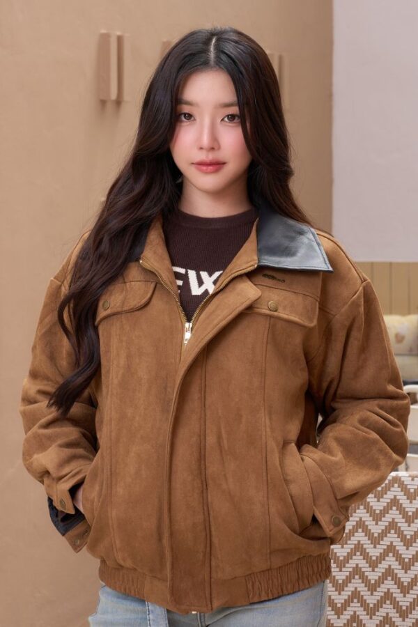 Casual Suede Jacket - For mild climates; balances hips with structure.