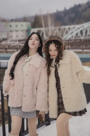 Sugar Fluff Coat - Cozy fleece-style coat with faux-shearling and velvet lining.