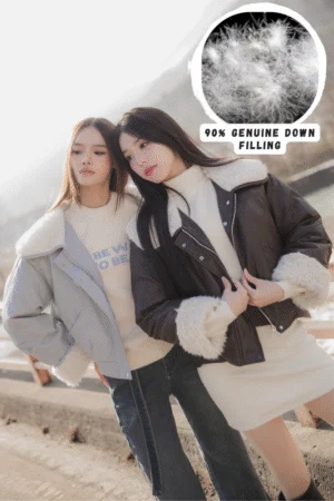 Urban Cloud Down Jacket - Premium PU leather jacket with 90% genuine down filling