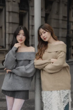 Mira Knit Off-Shoulder Sweater - Tightly-knit off-shoulder sweater.