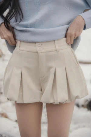 Suede Pumpkin Shorts - Front pleats that flatter and shape the hips.