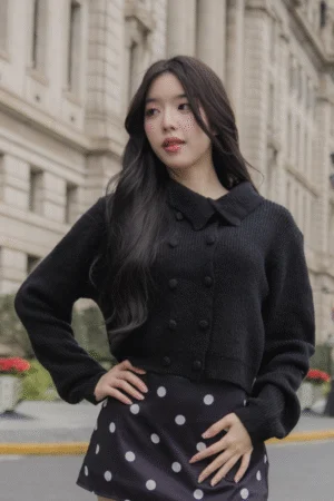 Velin Knitted Sweater - Cozy knit sweater with a classic collar.