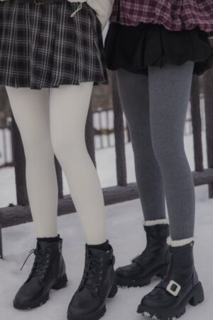 Skinny warm Mori Knit Tights - Knitted cotton stockings with fleece lining, suitable for 0–15°C.