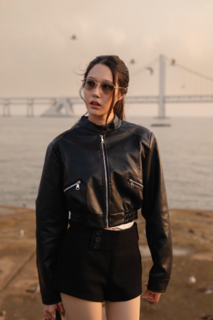 Zynox Crop Leather Jacket - Sleek Cropped Leather Jacket